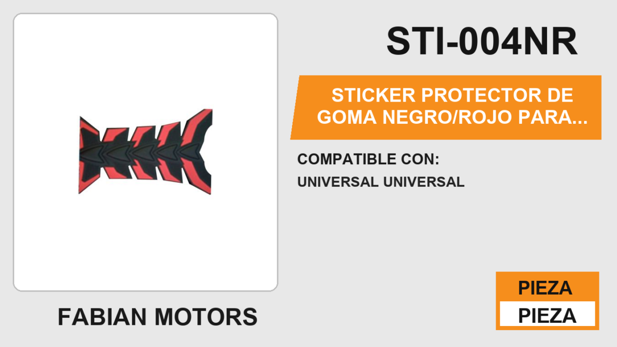 STICKER PROTECTOR DE GOMA NEGRO/ROJO PARA TANQUE DE GASOLINA