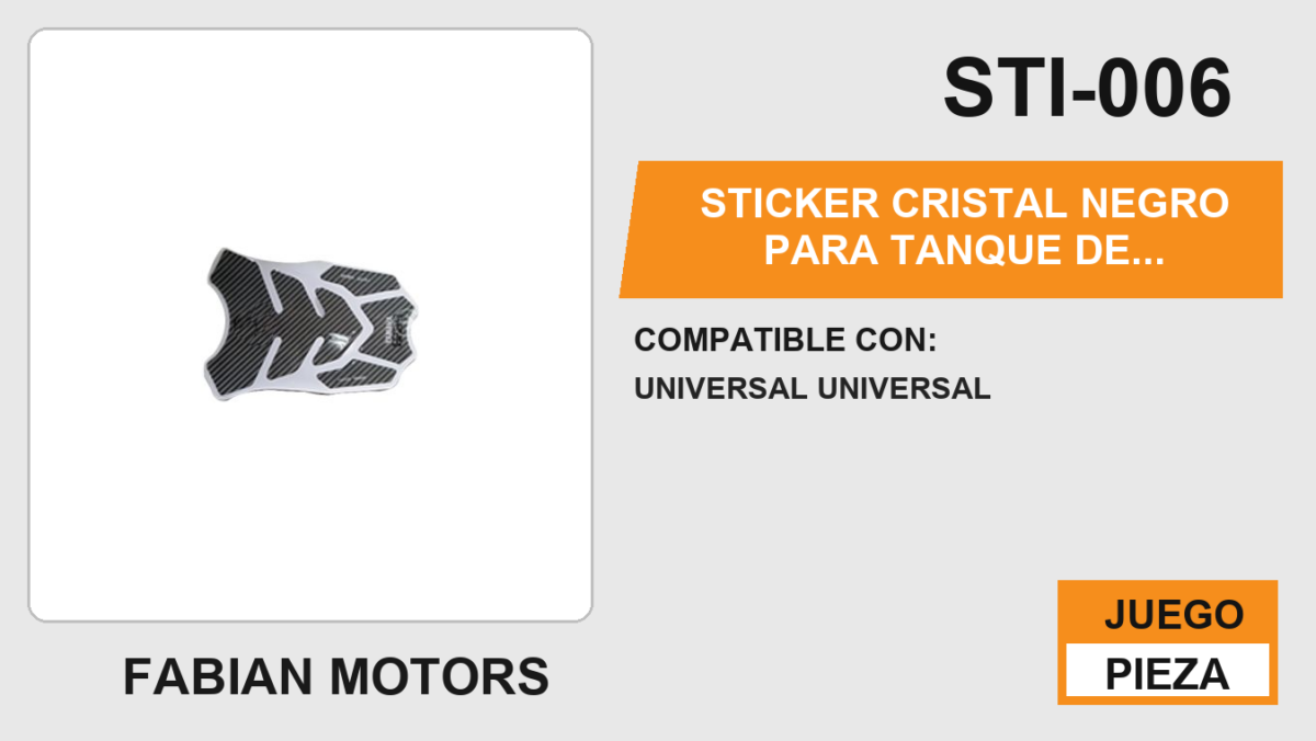 STICKER CRISTAL NEGRO PARA TANQUE DE GASOLINA