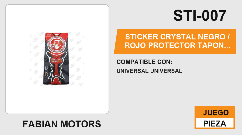 STICKER CRYSTAL NEGRO / ROJO PROTECTOR TAPON Y TANQUE DE GASOLINA