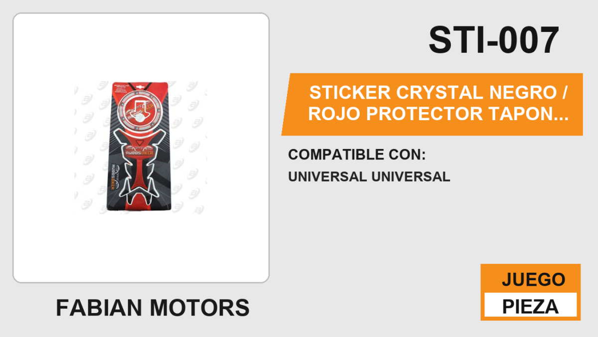 STICKER CRYSTAL NEGRO / ROJO PROTECTOR TAPON Y TANQUE DE GASOLINA