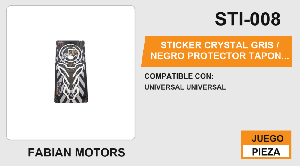 STICKER CRYSTAL GRIS / NEGRO PROTECTOR TAPON Y TANQUE DE GASOLINA