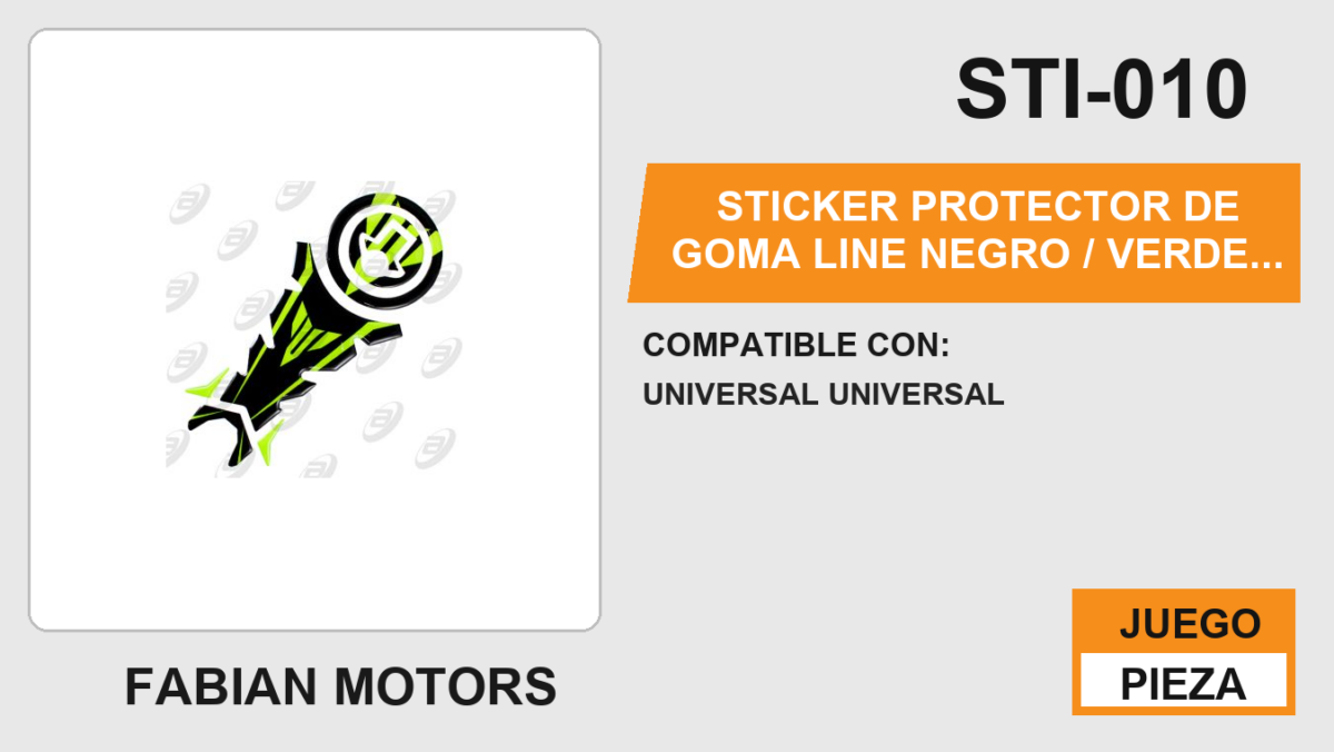 STICKER PROTECTOR DE GOMA LINE NEGRO / VERDE PARA TANQUE DE GASOLINA