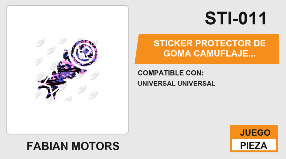 STICKER PROTECTOR DE GOMA CAMUFLAJE MORADO PARA TANQUE DE GASOLINA