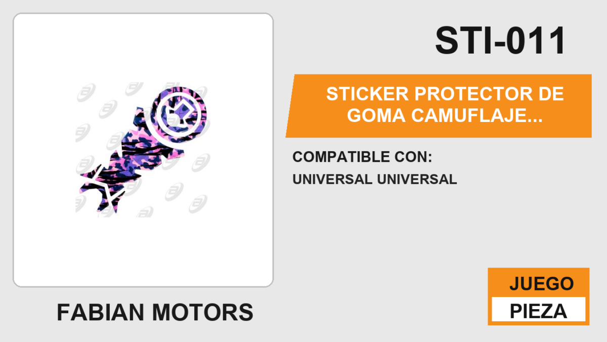 STICKER PROTECTOR DE GOMA CAMUFLAJE MORADO PARA TANQUE DE GASOLINA