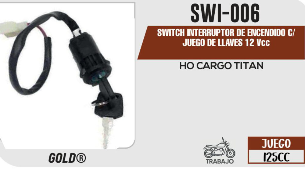 SWITCH INTERRUPTOR DE ENCENDIDO C/ JUEGO DE LLAVES 12Vcc