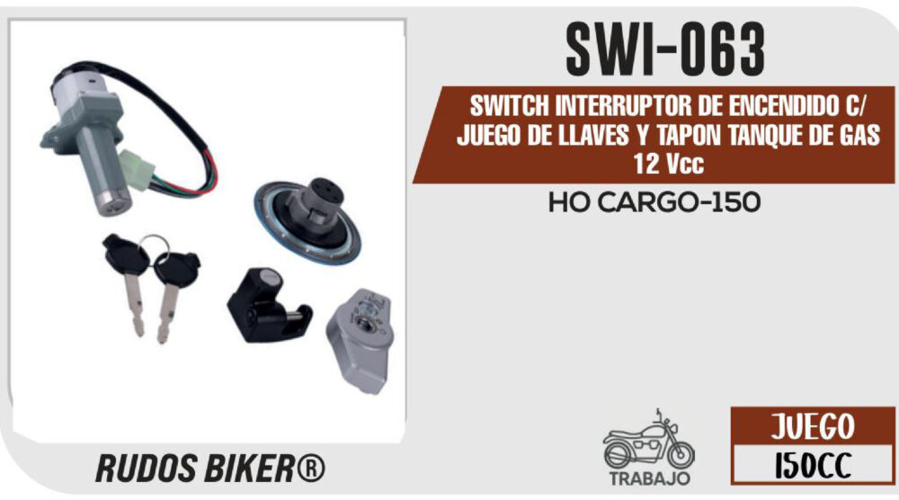 SWITCH INTERRUPTOR DE ENCENDIDO TAPON DE GASOLINA 12Vcc C/JUEGO DE LLAVES