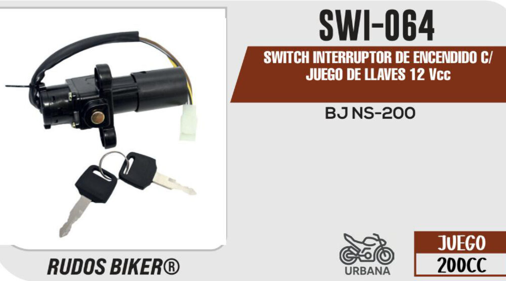 SWITCH INTERRUPTOR DE ENCENDIDO C/JUEGO DE LLAVES 12Vcc