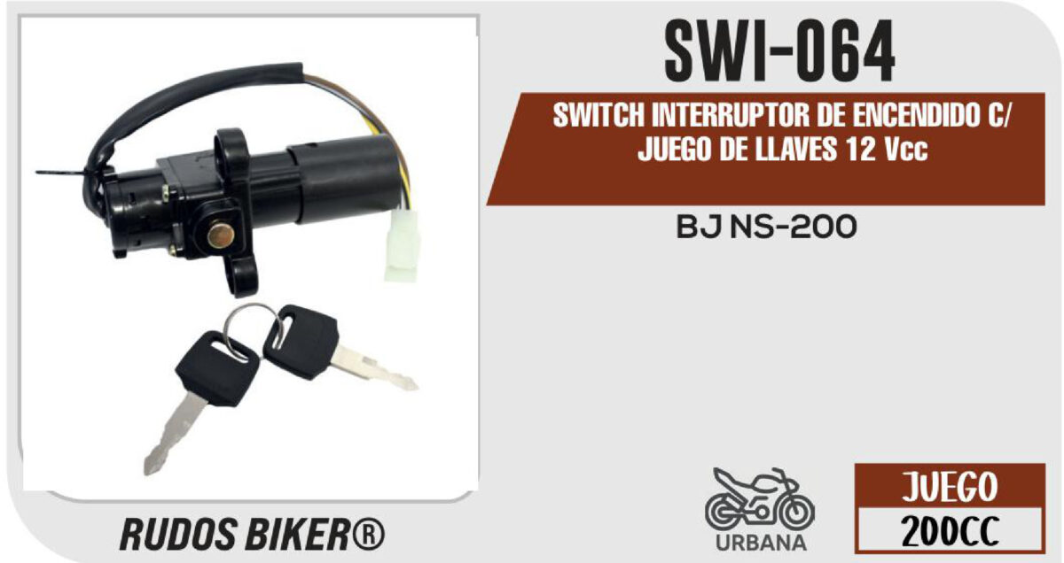 SWITCH INTERRUPTOR DE ENCENDIDO C/JUEGO DE LLAVES 12Vcc