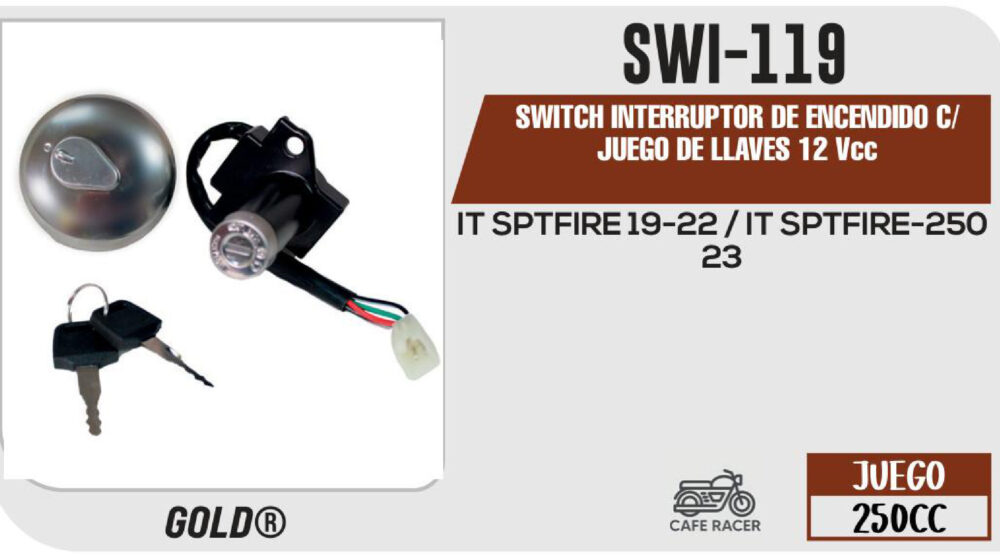 SWITCH INTERRUPTOR DE ENCENDIDO C/JUEGO DE LLAVES 12Vcc