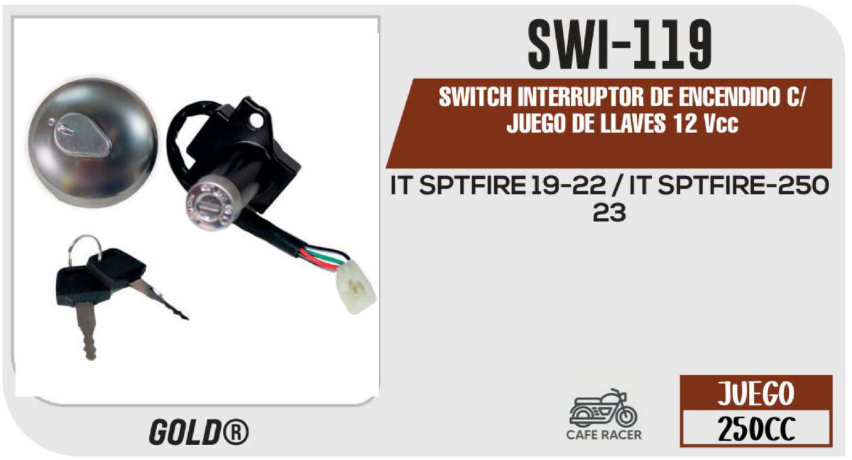 SWITCH INTERRUPTOR DE ENCENDIDO C/JUEGO DE LLAVES 12Vcc
