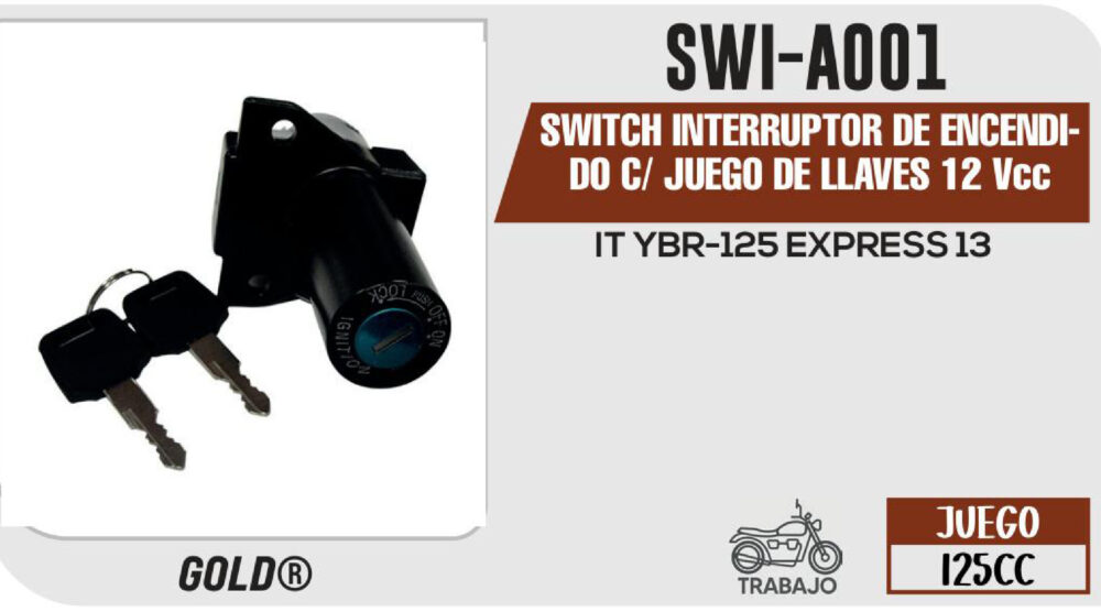 SWITCH INTERRUPTOR DE ENCENDIDO C/ JUEGO DE LLAVES 12Vcc