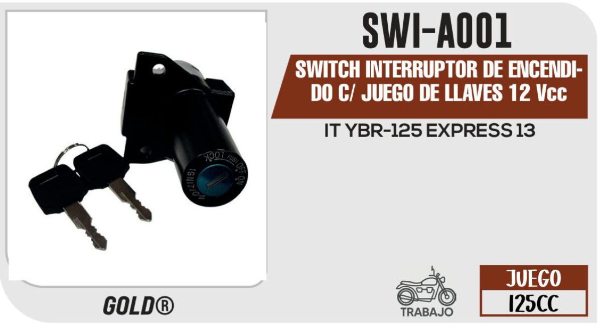 SWITCH INTERRUPTOR DE ENCENDIDO C/ JUEGO DE LLAVES 12Vcc