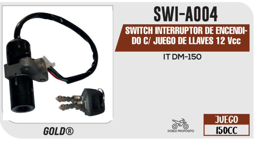 SWITCH INTERRUPTOR DE ENCENDIDO C/ JUEGO DE LLAVES 12Vcc