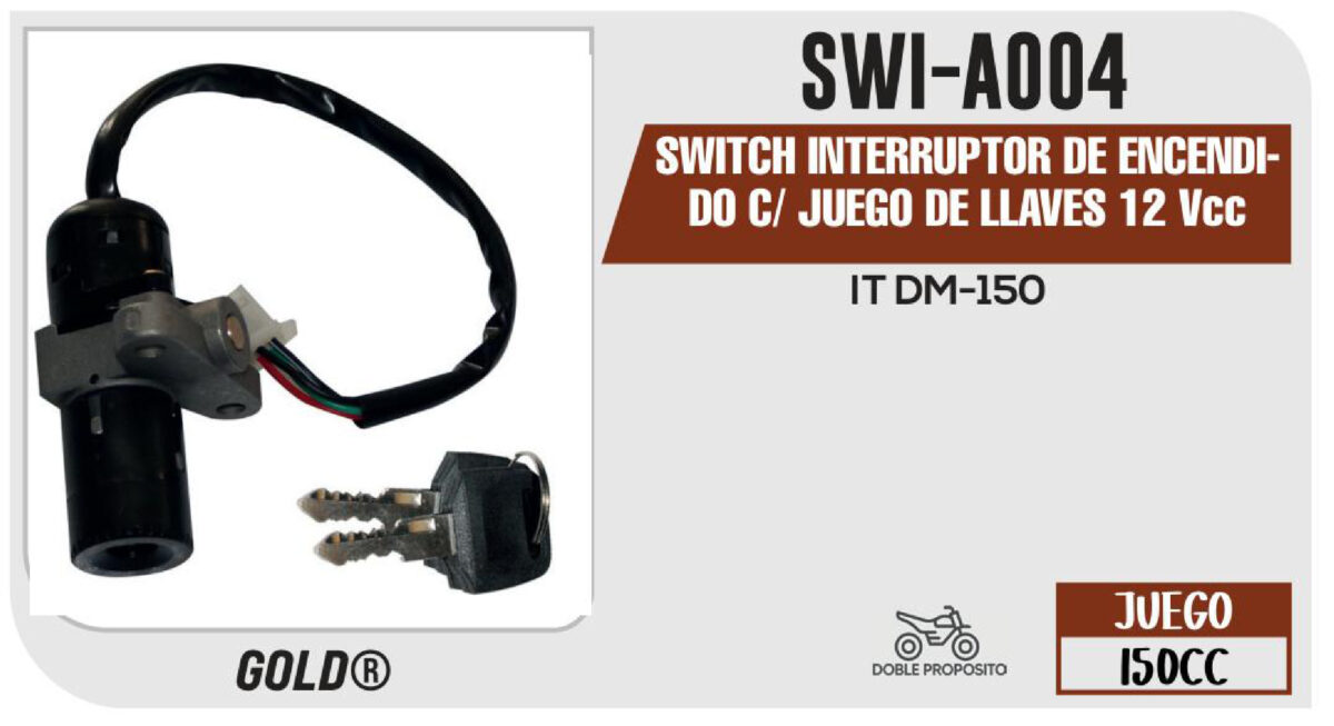 SWITCH INTERRUPTOR DE ENCENDIDO C/ JUEGO DE LLAVES 12Vcc