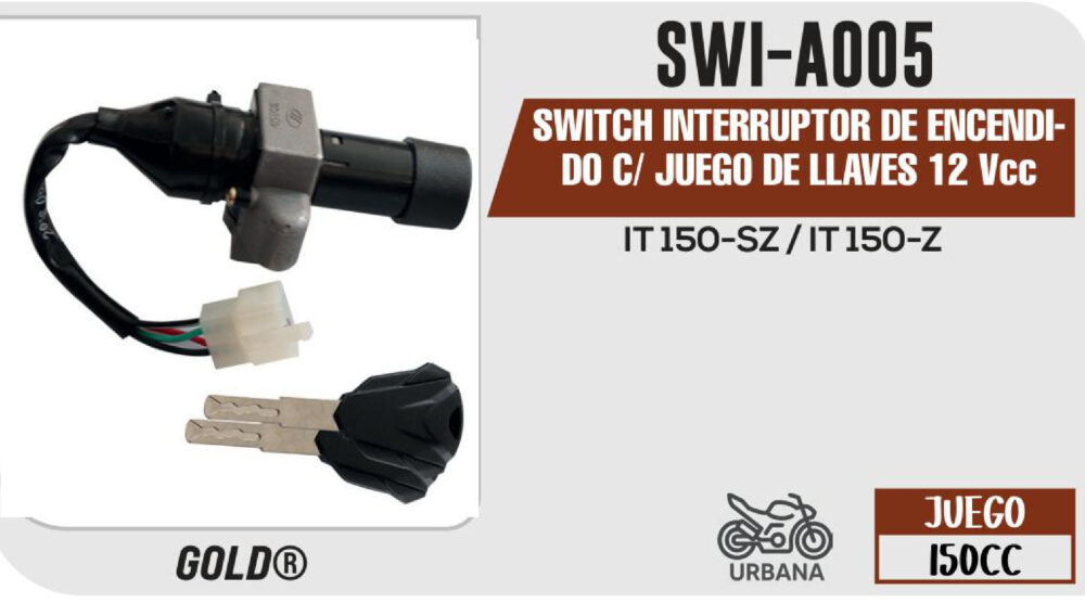 SWITCH INTERRUPTOR DE ENCENDIDO C/ JUEGO DE LLAVES 12Vcc