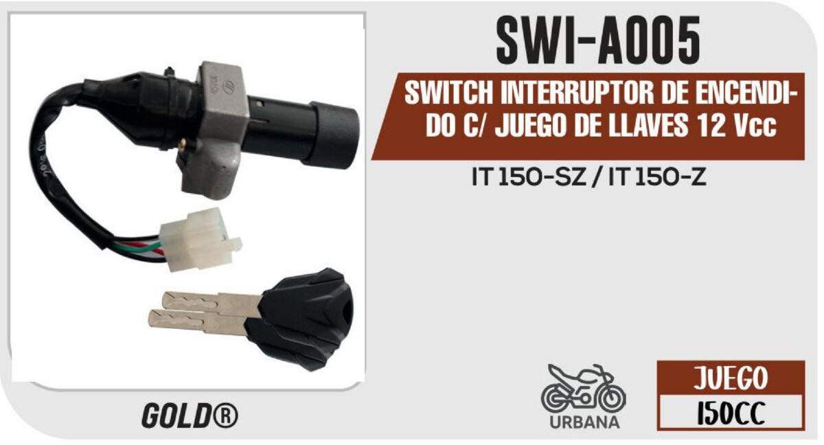 SWITCH INTERRUPTOR DE ENCENDIDO C/ JUEGO DE LLAVES 12Vcc