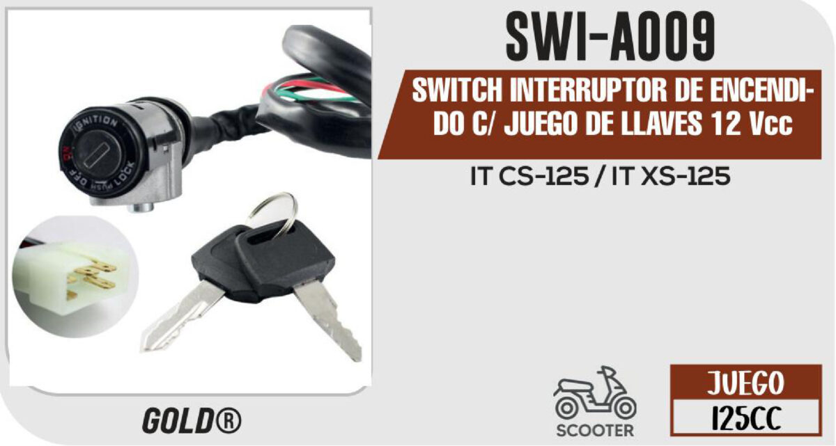 SWITCH INTERRUPTOR DE ENCENDIDO C/ JUEGO DE LLAVES 12Vcc