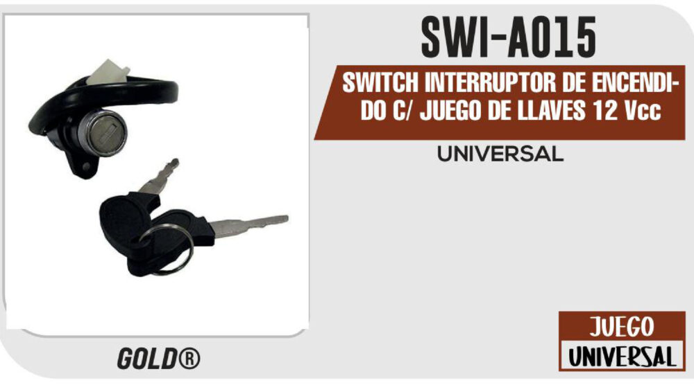 SWITCH INTERRUPTOR DE ENCENDIDO C/ JUEGO DE LLAVES 12Vcc