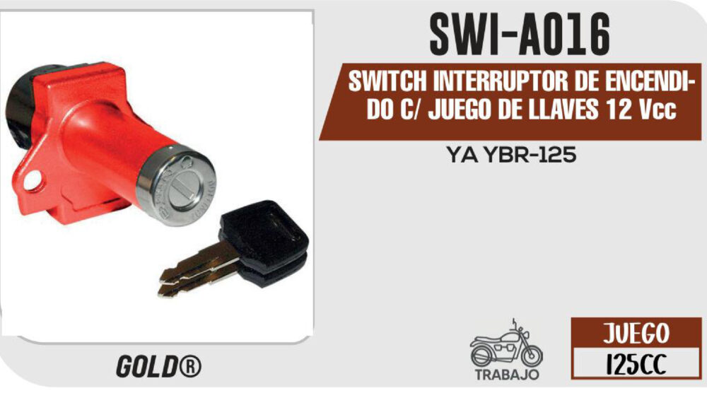SWITCH INTERRUPTOR DE ENCENDIDO ROJO C/ JUEGO DE LLAVES 12Vcc