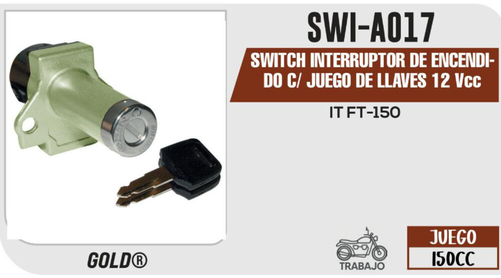 SWITCH INTERRUPTOR DE ENCENDIDO VERDE C/ JUEGO DE LLAVES 12Vcc