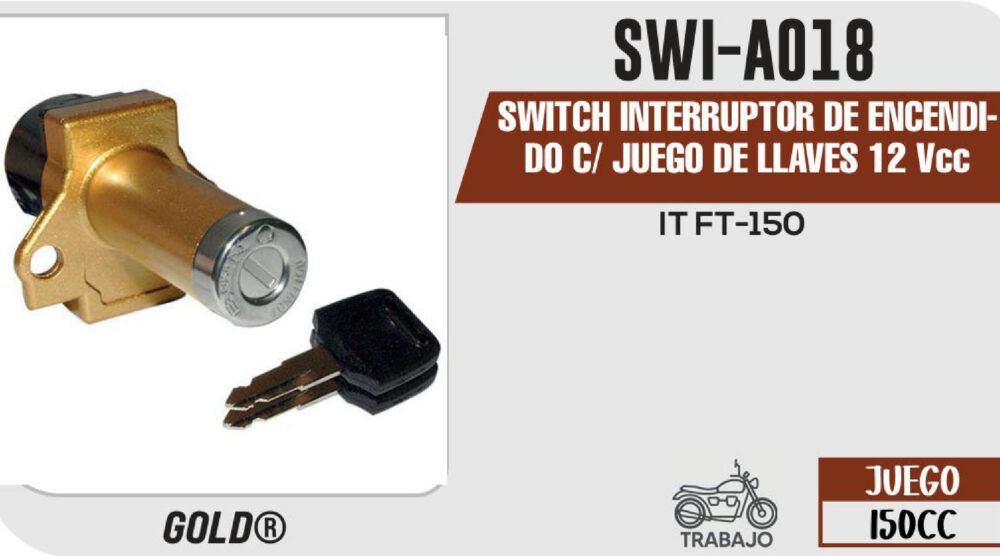 SWITCH INTERRUPTOR DE ENCENDIDO NARANJA C/ JUEGO DE LLAVES 12Vcc