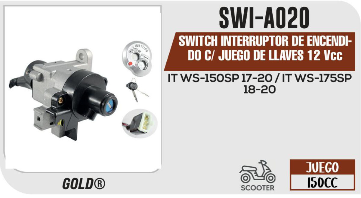 SWITCH INTERRUPTOR DE ENCENDIDO C/ JUEGO DE LLAVES 12Vcc