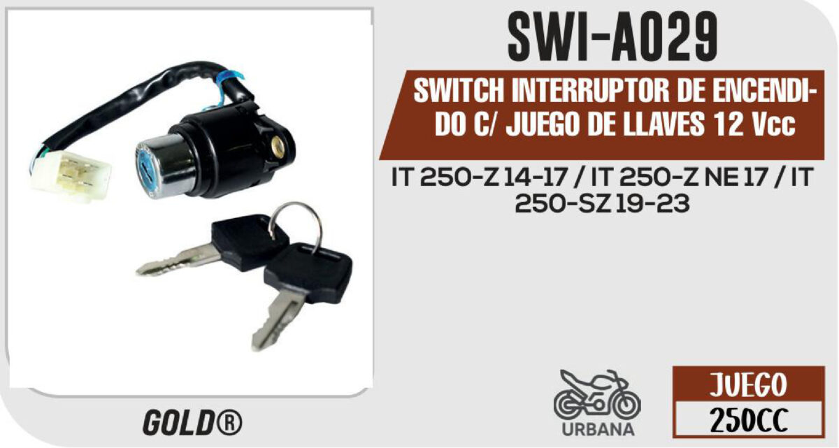 SWITCH INTERRUPTOR DE ENCENDIDO C/ JUEGO DE LLAVES 12Vcc
