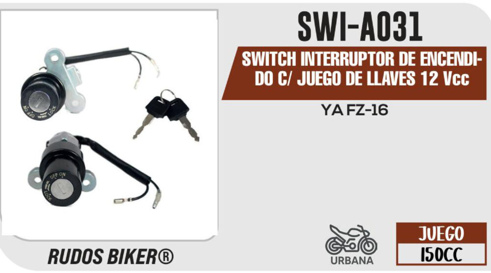 SWITCH INTERRUPTOR DE ENCENDIDO C/ JUEGO DE LLAVES 12Vcc
