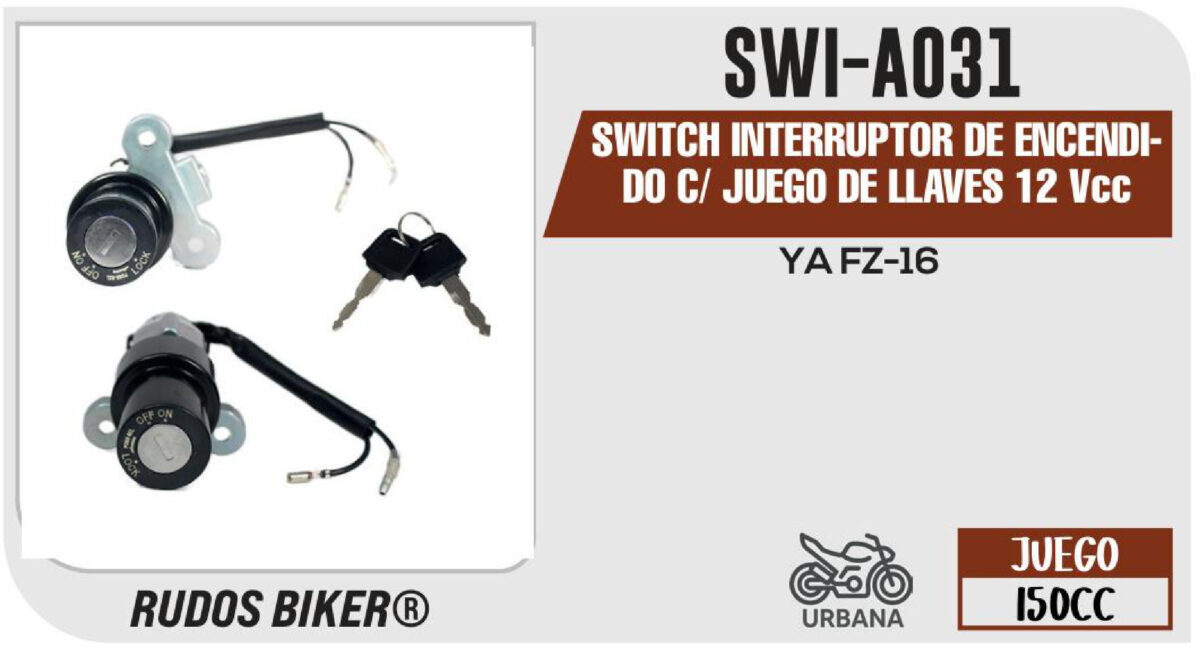 SWITCH INTERRUPTOR DE ENCENDIDO C/ JUEGO DE LLAVES 12Vcc
