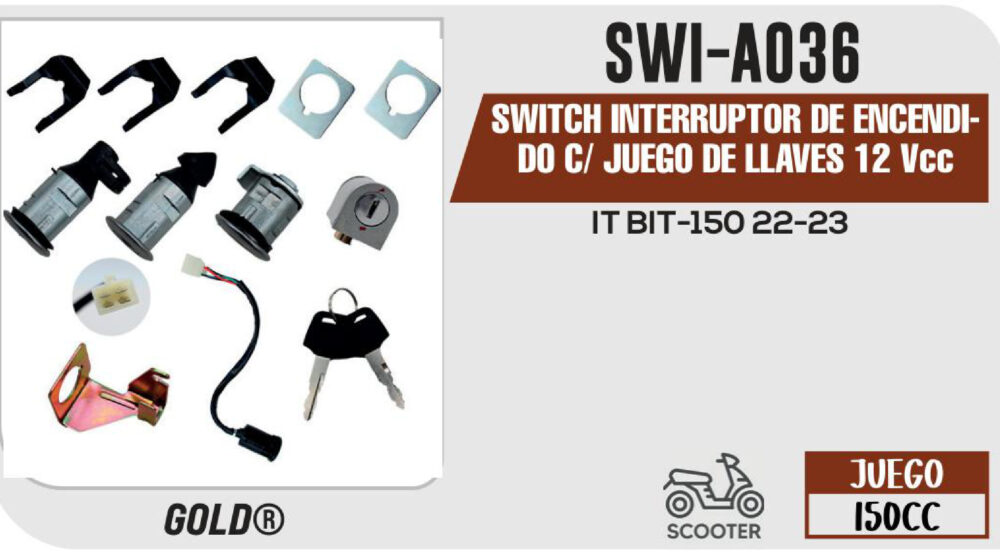 SWITCH INTERRUPTOR DE ENCENDIDO C/ JUEGO DE LLAVES 12Vcc