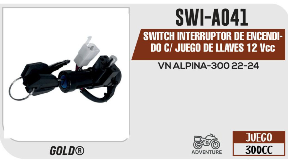 SWITCH INTERRUPTOR DE ENCENDIDO C/ JUEGO DE LLAVES 12Vcc