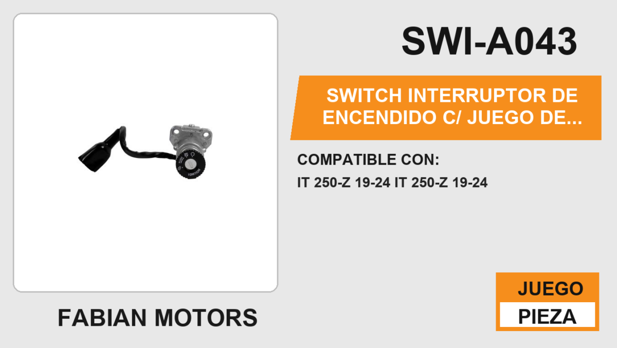 SWITCH INTERRUPTOR DE ENCENDIDO C/ JUEGO DE LLAVES 12Vcc