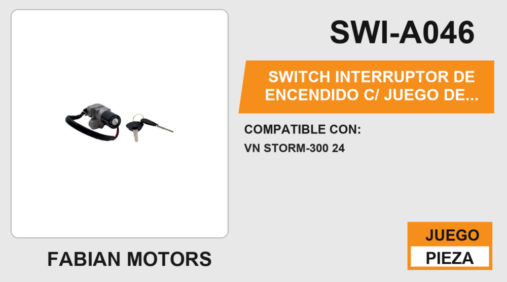 SWITCH INTERRUPTOR DE ENCENDIDO C/ JUEGO DE LLAVES 12Vcc