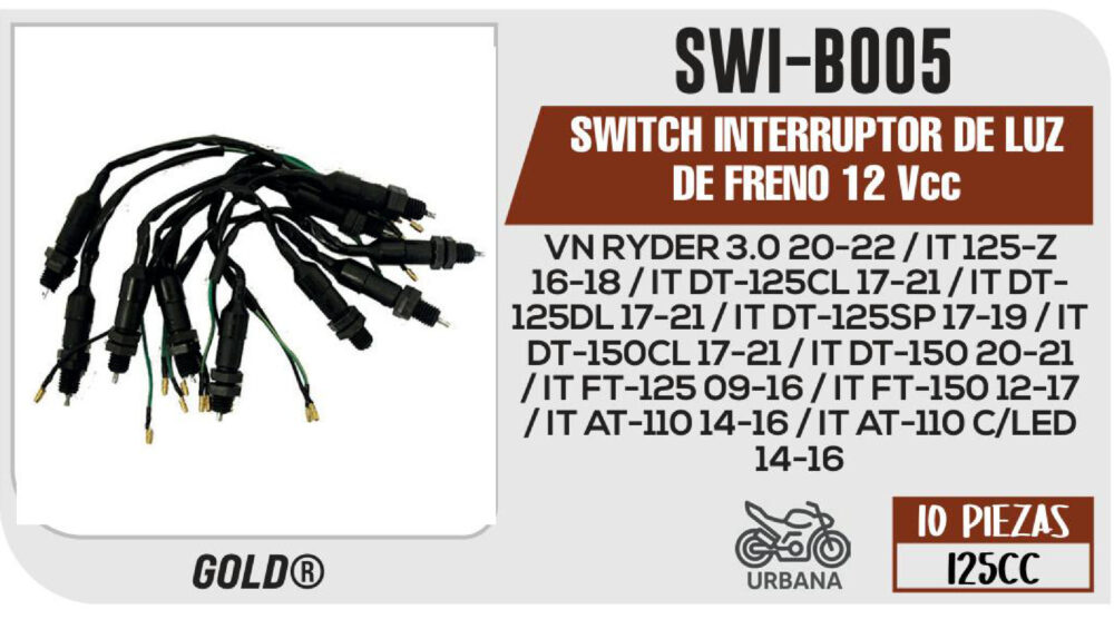 SWITCH INTERRUPTOR DE LUZ DE FRENO 12Vcc