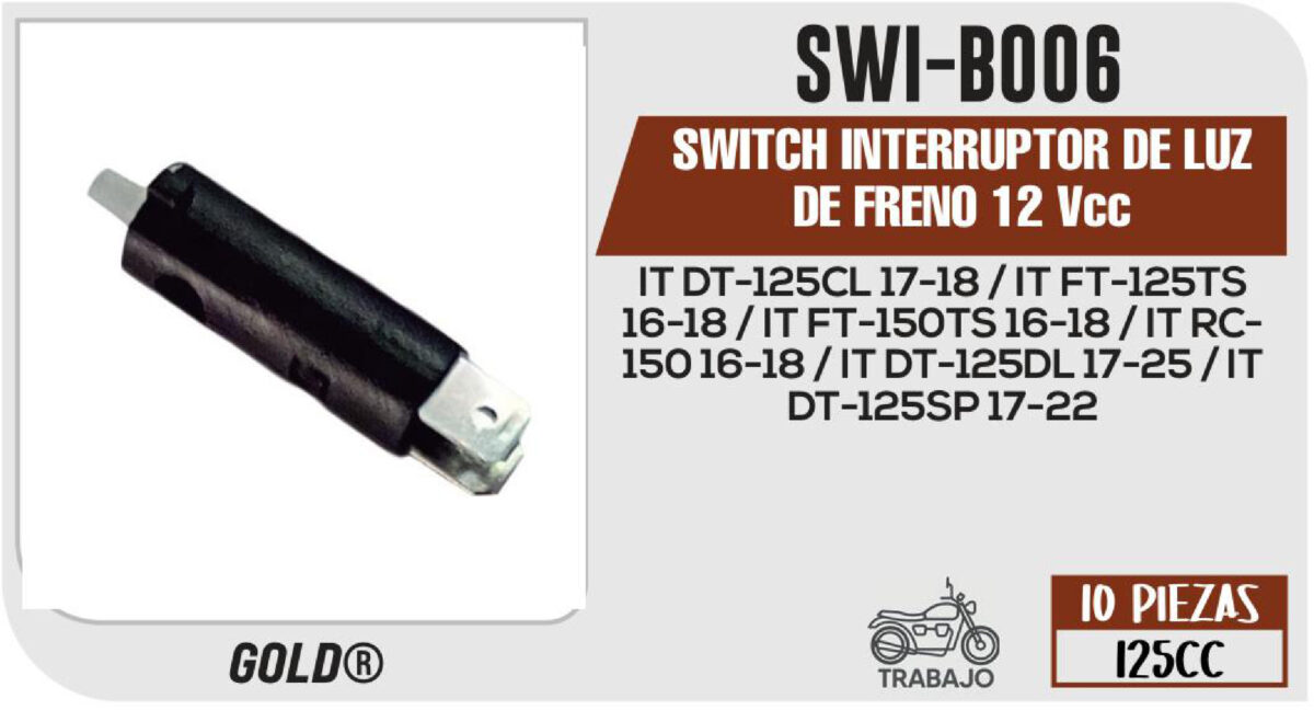 SWITCH INTERRUPTOR DE LUZ DE FRENO 12Vcc