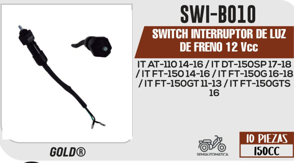 SWITCH INTERRUPTOR DE LUZ DE FRENO 12Vcc
