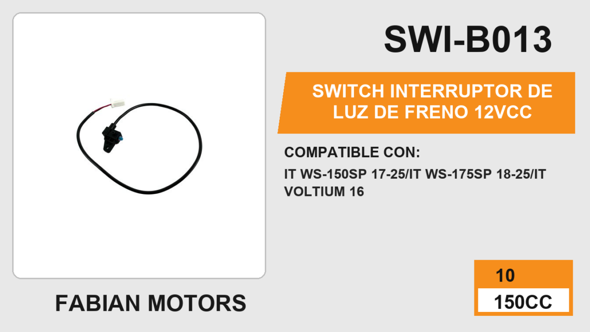 SWITCH INTERRUPTOR DE LUZ DE FRENO 12Vcc