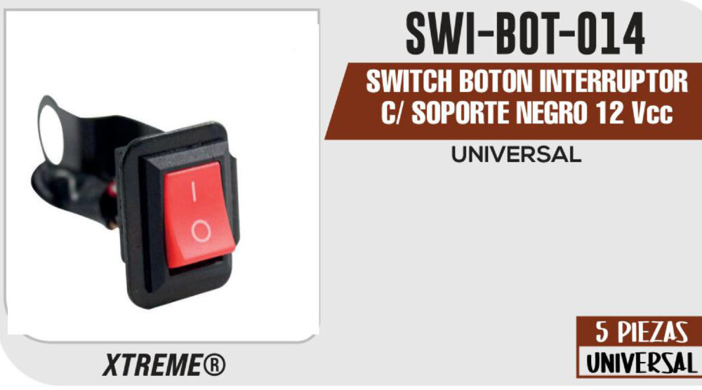 SWITCH BOTON INTERRUPTOR C/ SOPORTE NEGRO 12Vcc