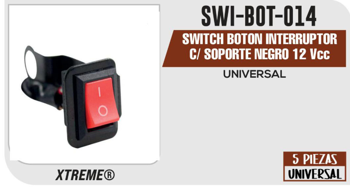 SWITCH BOTON INTERRUPTOR C/ SOPORTE NEGRO 12Vcc