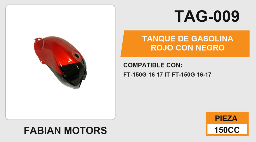 TANQUE DE GASOLINA ROJO CON NEGRO