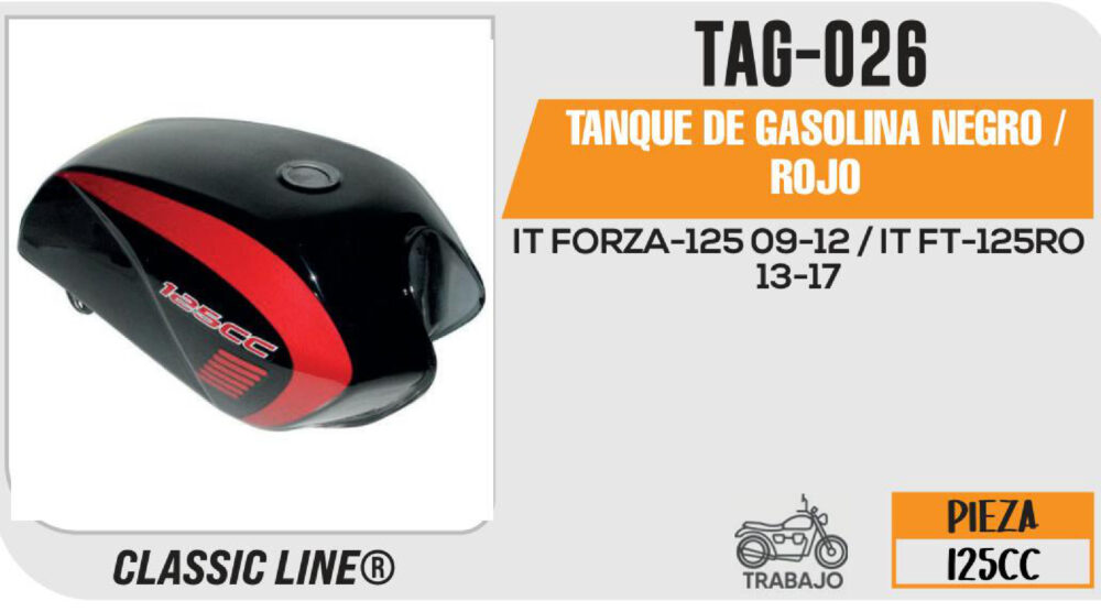 TANQUE DE GASOLINA NEGRO / ROJO