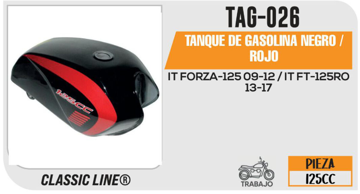 TANQUE DE GASOLINA NEGRO / ROJO