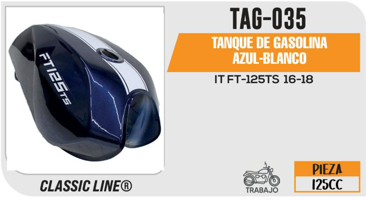 TANQUE DE GASOLINA AZUL-BLANCO
