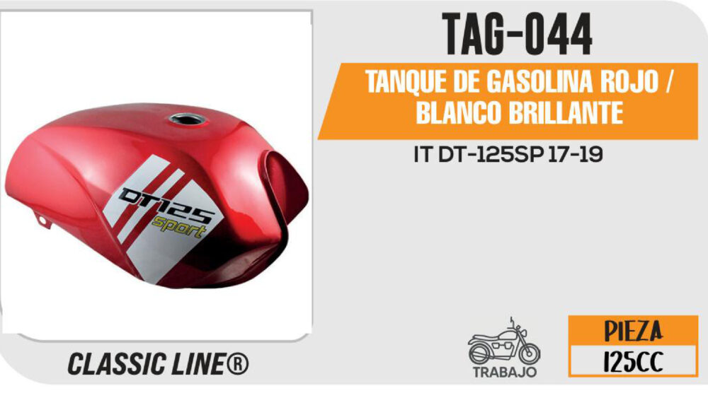 TANQUE DE GASOLINA ROJO / BLANCO BRILLANTE
