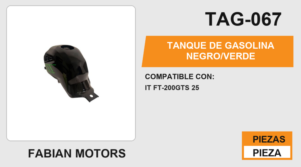TANQUE DE GASOLINA NEGRO/VERDE