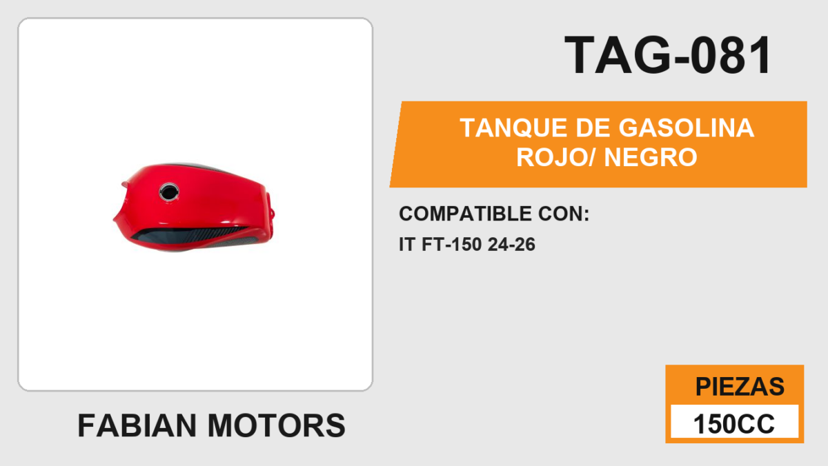 TANQUE DE GASOLINA ROJO/ NEGRO