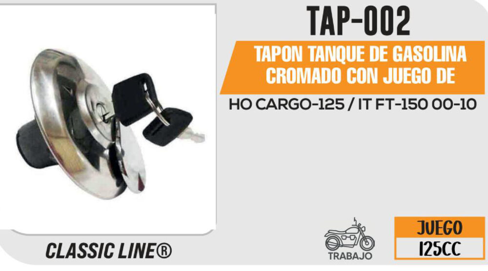 TAPON TANQUE DE GASOLINA CROMADO CON JUEGO DE LLAVES