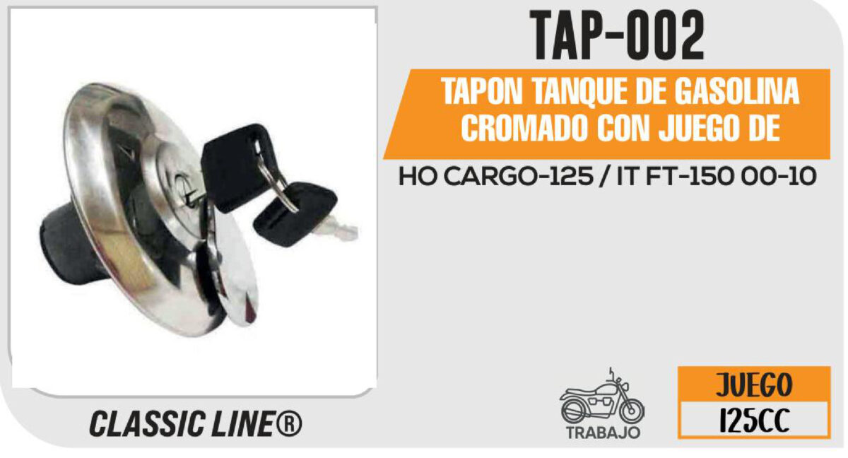 TAPON TANQUE DE GASOLINA CROMADO CON JUEGO DE LLAVES