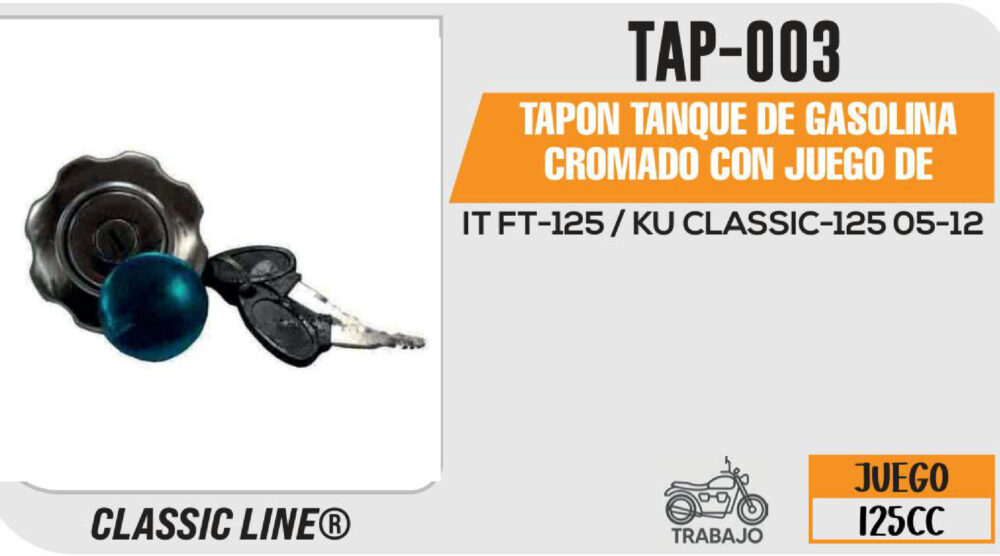 TAPON TANQUE DE GASOLINA CROMADO CON JUEGO DE LLAVES