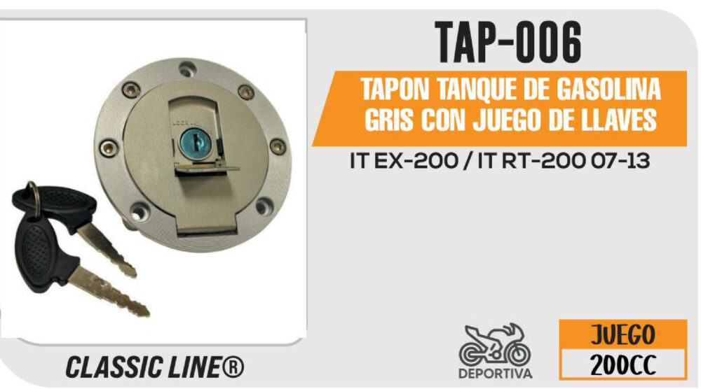 TAPON TANQUE DE GASOLINA GRIS CON JUEGO DE LLAVES
